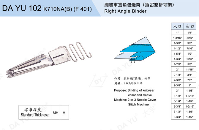Cữ viền đứng gấp 1 mép và 2 mép Dy101, Dy102